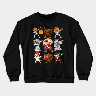 Christmas Thanksgiving Halloween Boys Dabbing Crewneck Sweatshirt